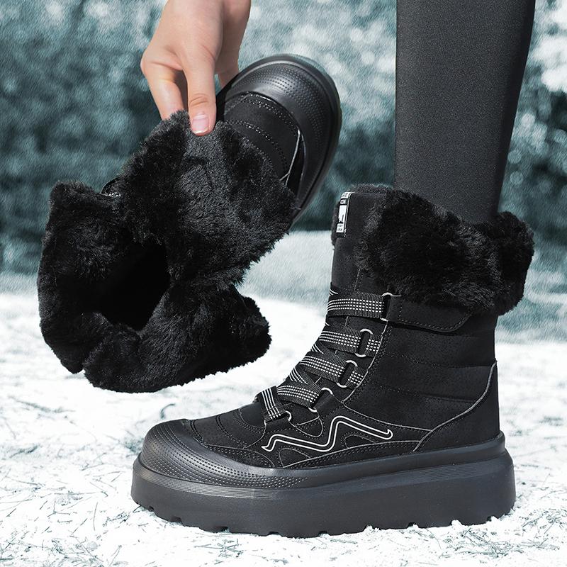 TUINANLE Winter Schneestiefel Damen Baumwollschuhe Verdickte Rutschfeste Plüsch-Knöchelstiefel Weiche Sohle Warme Outdoor-Schuhe