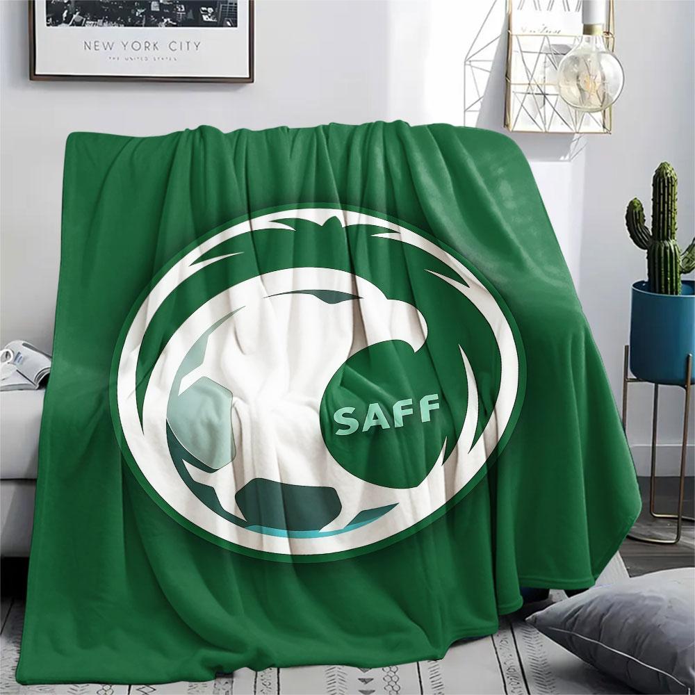 1PC Saudi Arabia National Football Team Patterned Flannel Blanket Suitable For All Seasons for Home Decor Warmth and Comfort Gifts Holiday Present