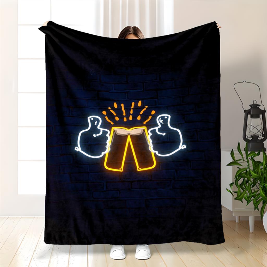 Неодеяло  Ура, пиво!  - Кружка пива, большой палец Вверх, Машинная стирка, Плед 70x100cm