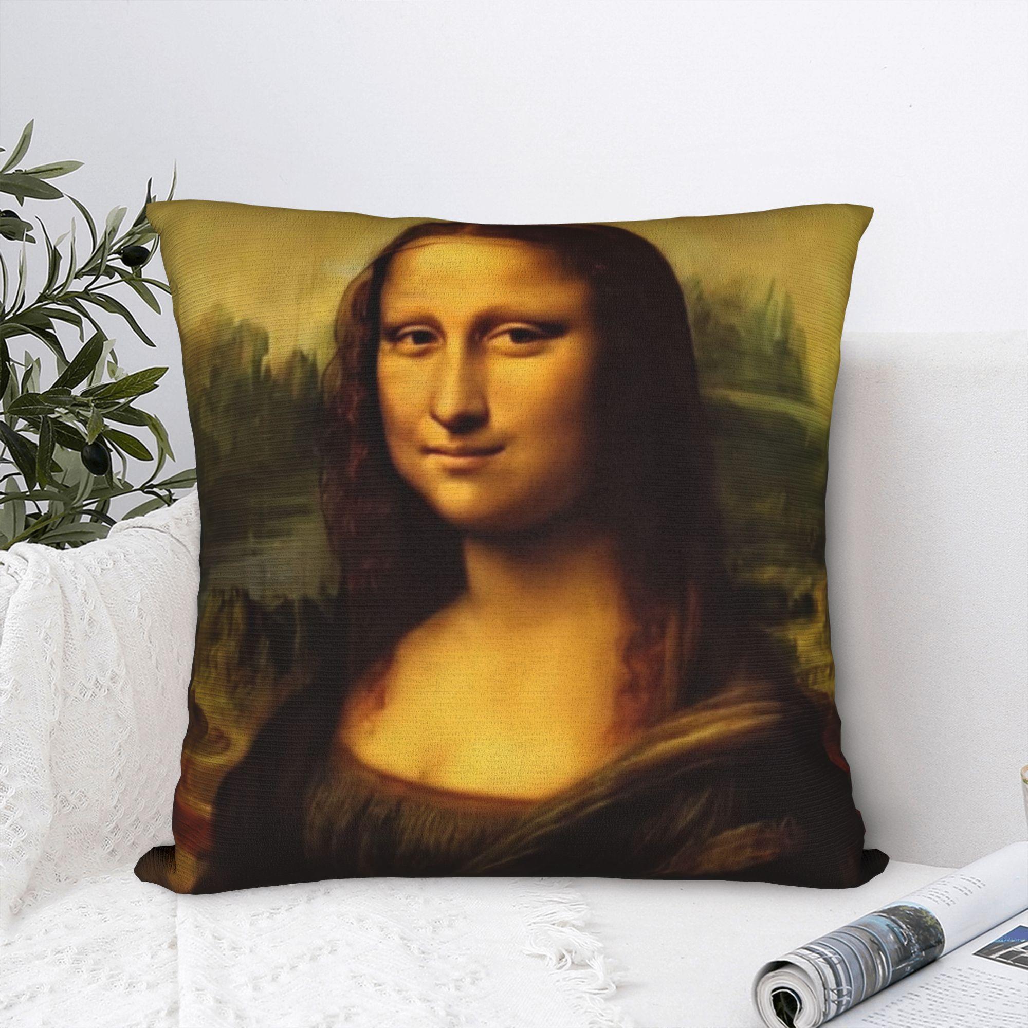 Annier Unisex Iconic Mona Lisa Portrait Pillow Case Custom Pillow Cover For Wedding Party Home Decor Vintage Pillowcases