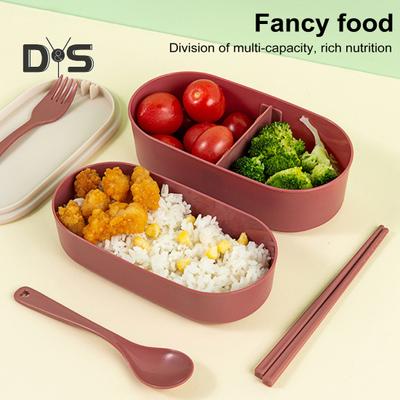 Double-layer Lunch Box with Tableware Leak-proof Bento Box 800ml Lightweight Heat-resistant Food Meal Prep Container for School Work Picnics