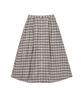 Cotton Bell Button Placket Flare Skirt - Ivory Check