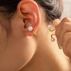 Chic High-End Geometric Imitation Pearl Earrings, 18K Gold-Plated Titanium Steel, Niche Design, Non-Fading.