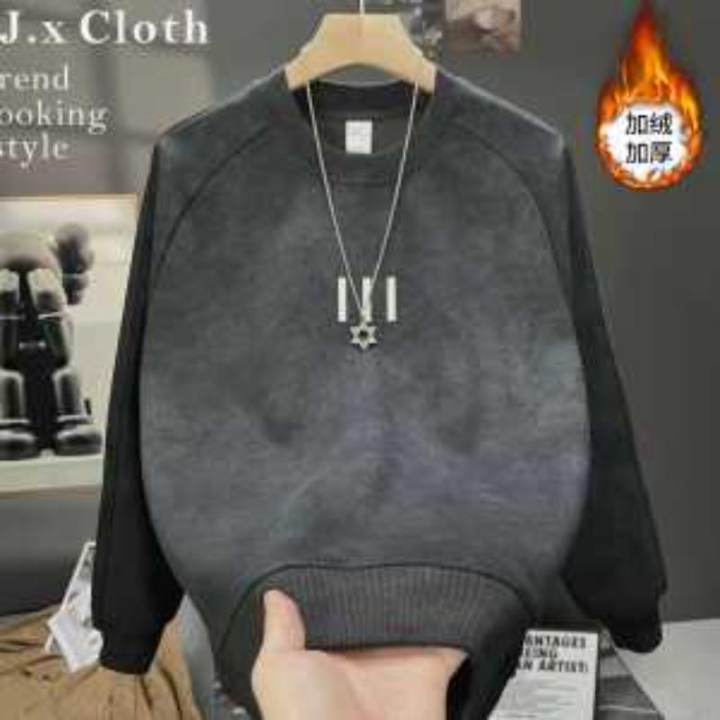 

Hot Stamping Popular Light Luxury Top Men s Casual Tie-dye Long-sleeved Round Neck Sweatshirt L чорний