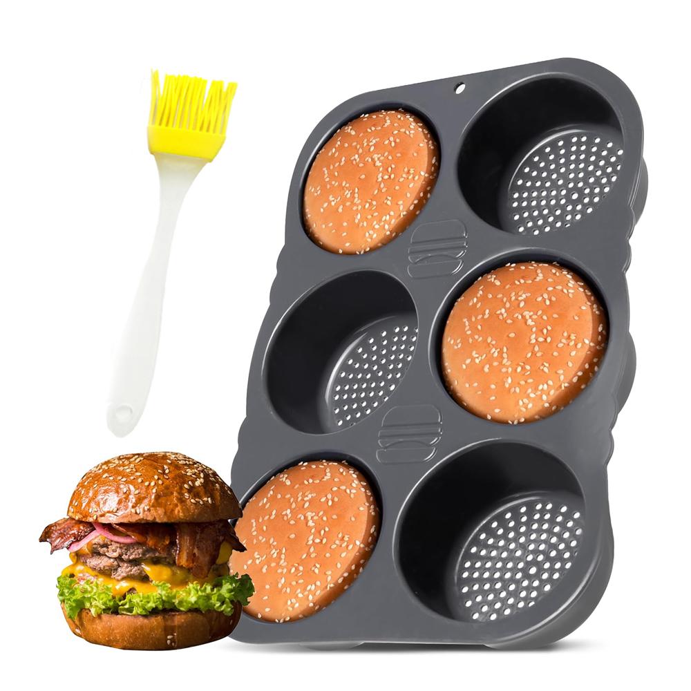 Silicone Hamburger Bun Mold Hamburger Bun Baking Pan Oven Baking Plate Bread Mold Kitchen Cooking Baking Tools