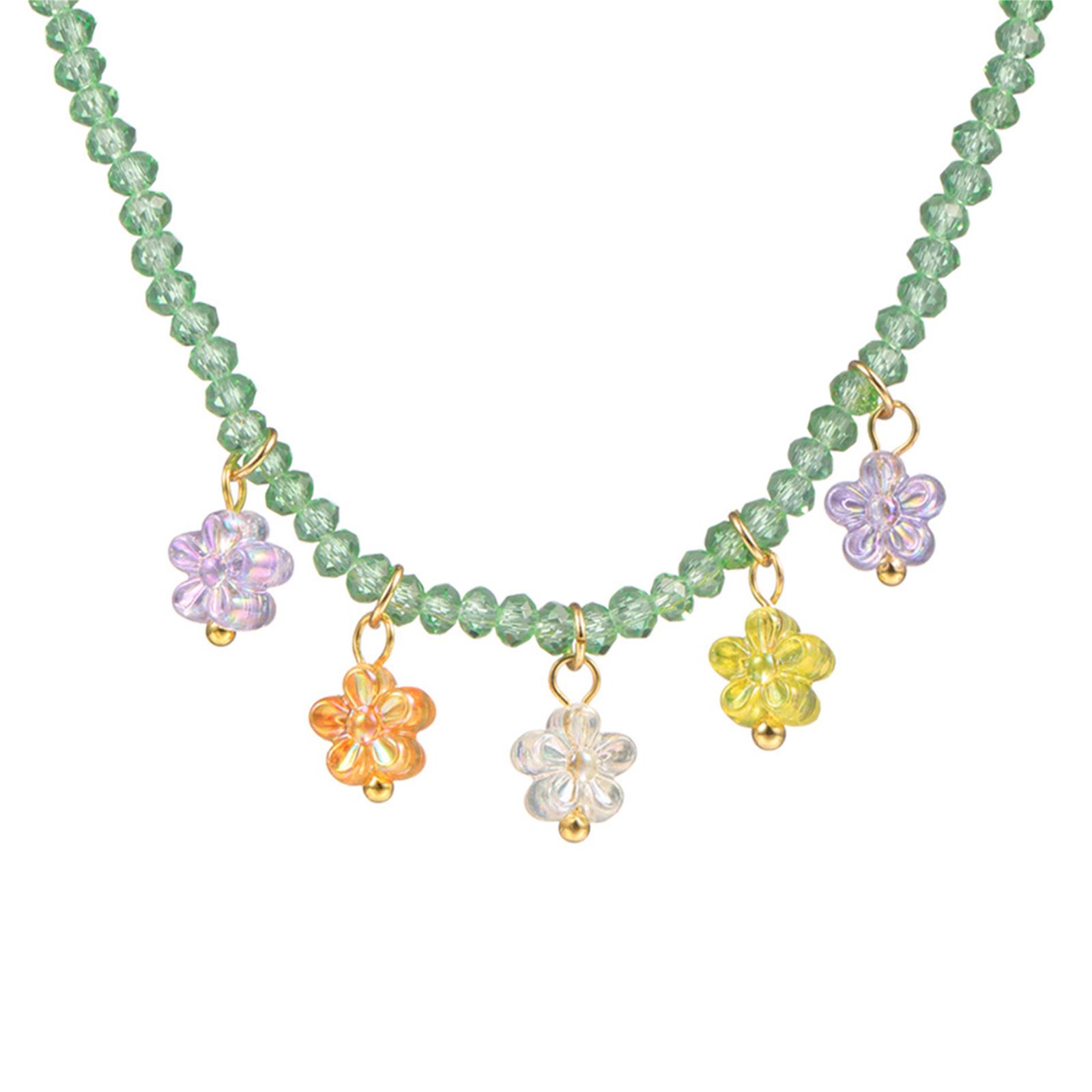 

Korean Sweet Cool Resin Flower Charm Beaded Pendant Necklace for Women Girls Fashion Choker Necklace Party Jewelry Gift 1