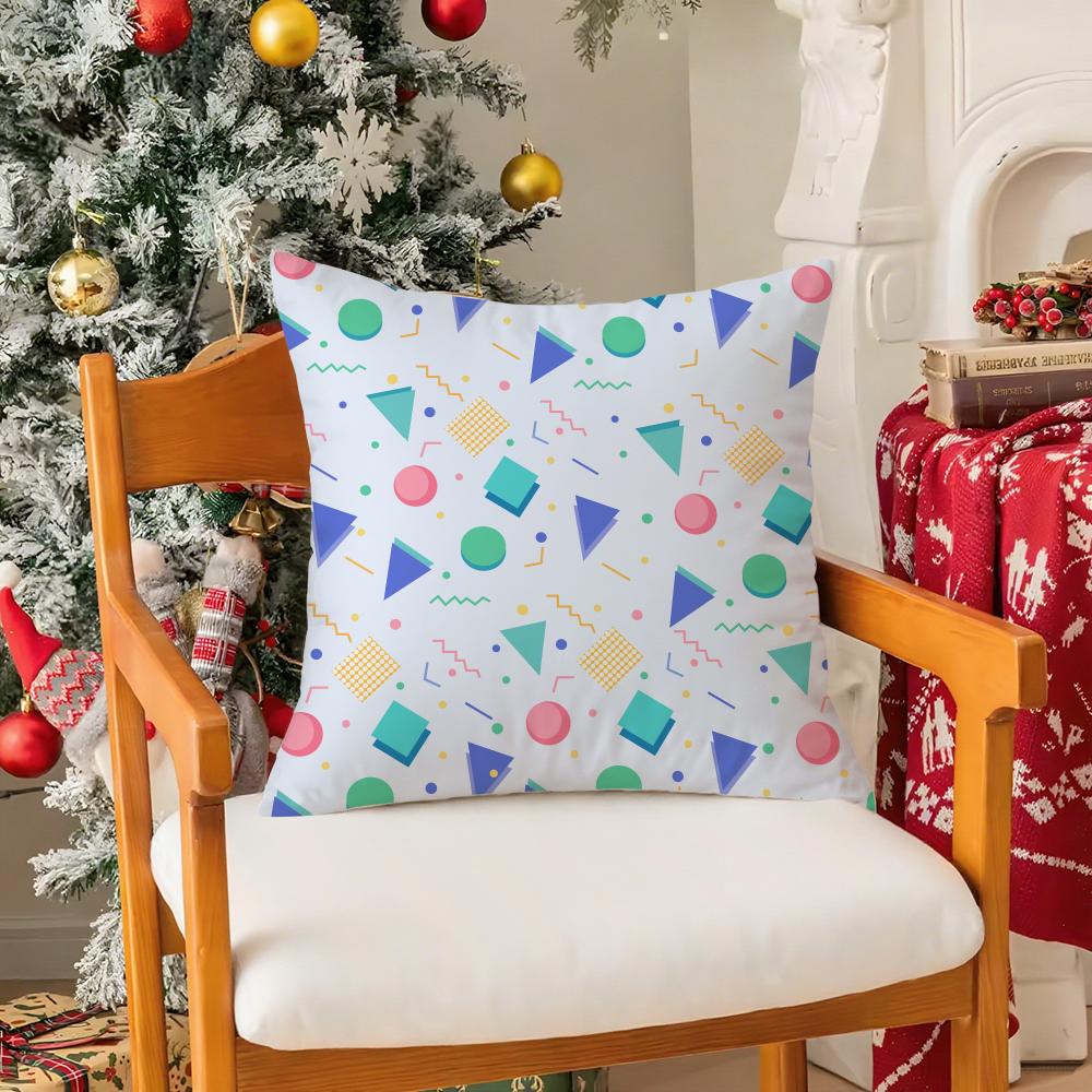 Memphis Seamless Patterns Pillow Case Silky Short Plush With Invisible Zipper Dustproof Sofa Cushion Cover For Home Decor