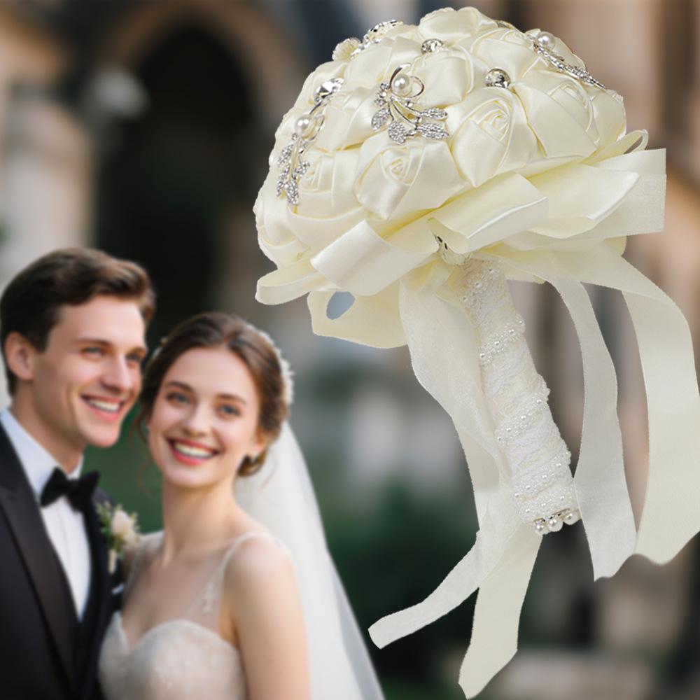 Luxuriöser böhmischer Kristall-Brautstrauß in Champagnerrosa