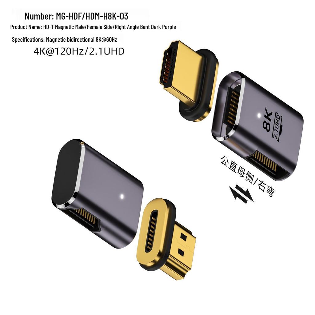 8K60Hz HDMI 2.1 Magnetic Male to Female Adapter with Bi-Directional Transmission for HDTV