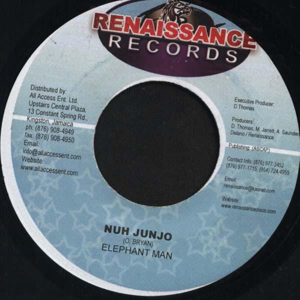 

7inch Record ELEPHANT MAN / LOOGA MAN - Nuh Junjo / Teaser NONE Renaissance Rec 2005 Jamaica Reggae, Ska & Dub Used