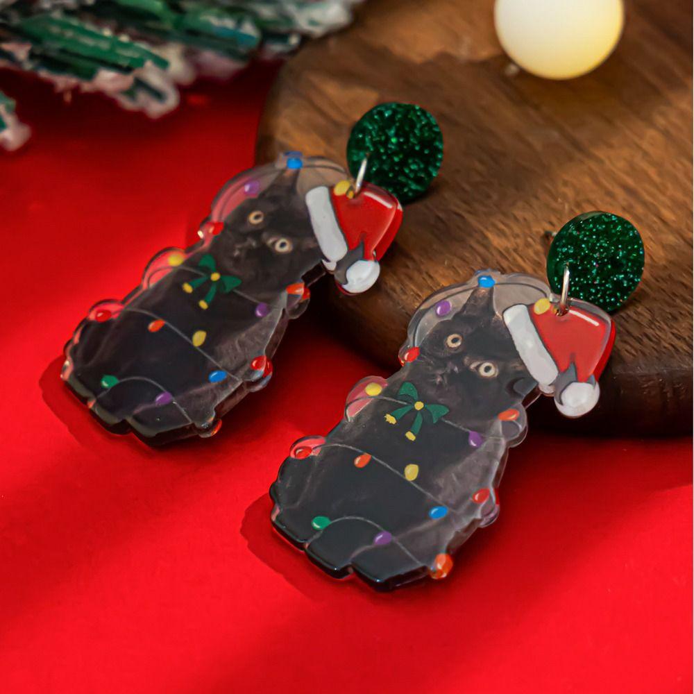 Jewelry Elk Pendant Cat Xmas Earrings Studs Fashion Quicksand Dangle Earrings  New Year