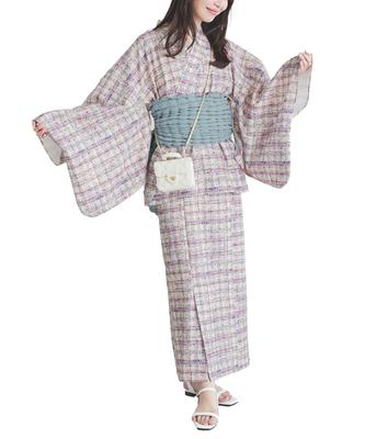 [Kobe Lettuce] Yukata One-Piece Yukata Two-Piece Set with Obi Belt for Women - Summer Festival, Fireworks, Separate Yukata, Easy To Wear, No Dressing