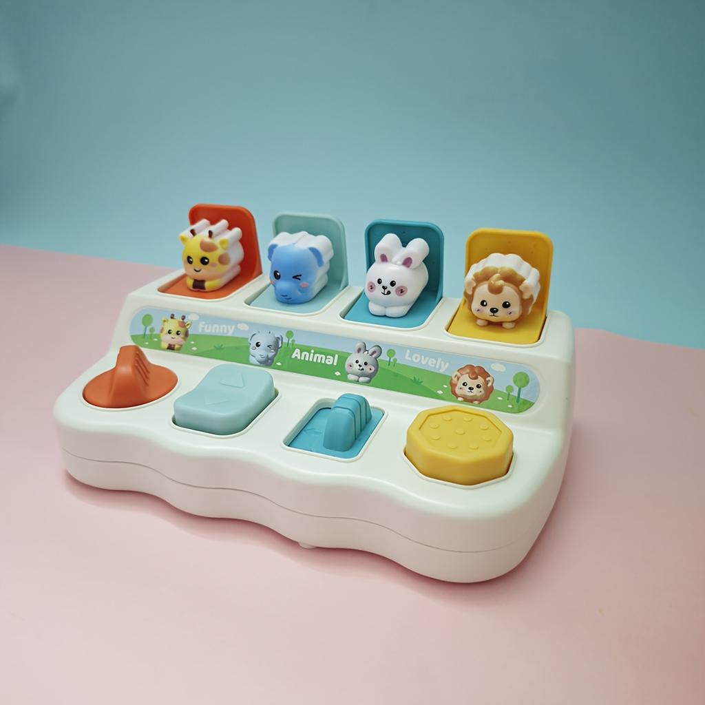 Hide Seek Button BoxToy With Animal Object Sensory Switches  Toddler Learning Toy For Fine Motor Skills  Hand Eye Coordination