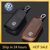 2026 New For VOLKSWAGEN VW Leather Car Logo Key Case Cover Key Chain Protective Bag for Volkswagen Santana Tiguan Scirocco Magot