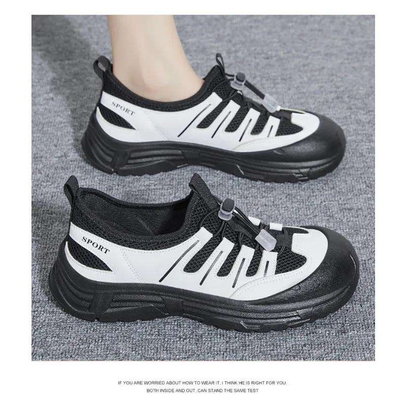 Women's Breathable Mesh Sneakers Outdoor Hiking Shoes Spring Lightweight Thick Sole Comfort Hollow Design Non-Slip