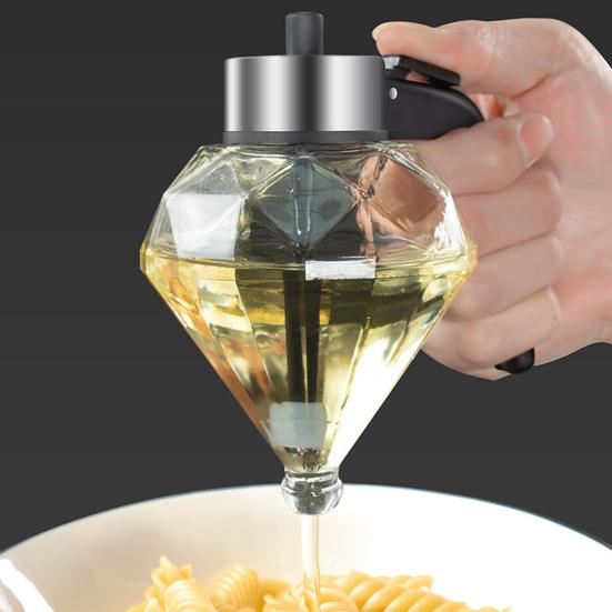 Oil Dispenser Bottle No Mess with Leak-Proof Syrup Pitcher Pump 200ml Clear Glass Sauce Container