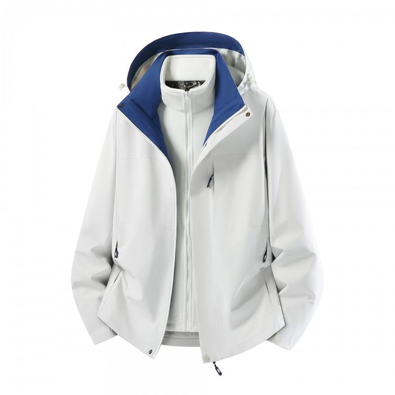 Mens Womens 3-in-1 Detachable Windproof Waterproof Jacket With Removable Fleece Liner