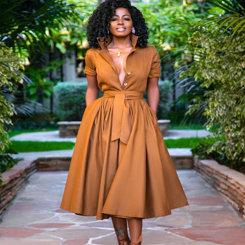 

African Print Multi-Color Women s Belted Cardigan Dress with Mid-Sleeves Medium