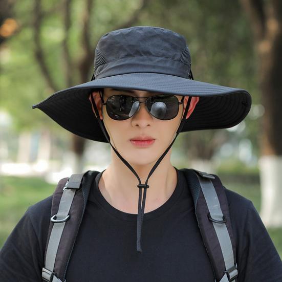 Adjustable Wide Brim Fisherman Hat Polyester Fiber 56 cm 1 Pc