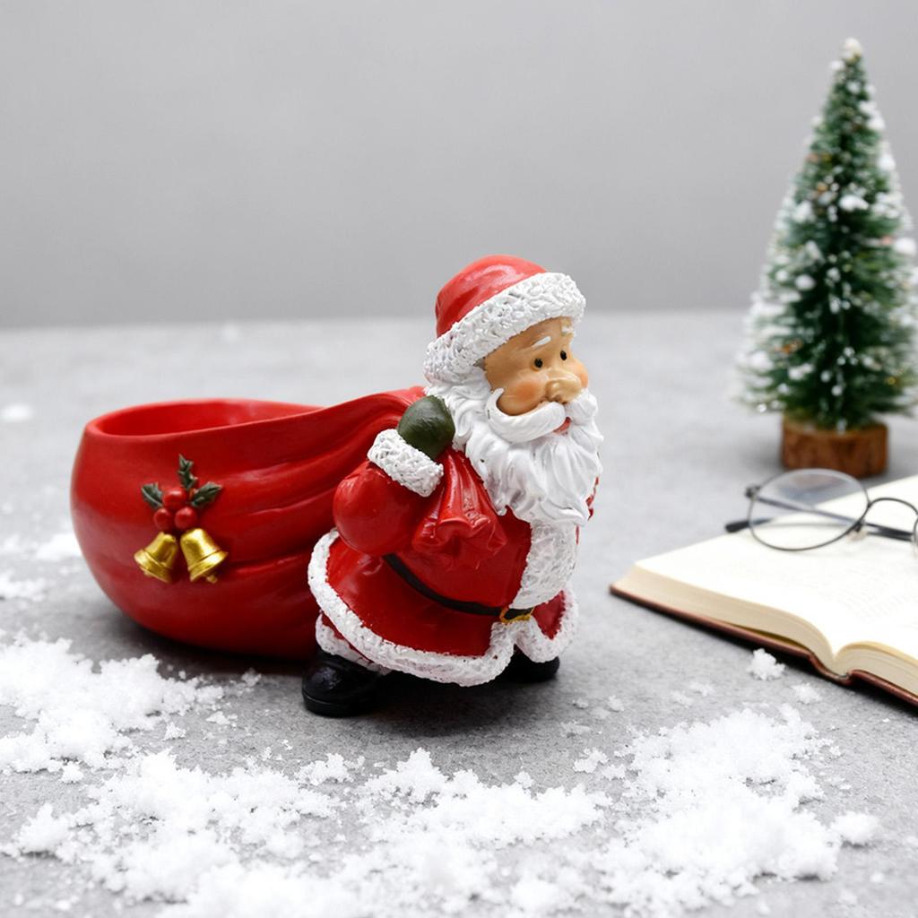Christmas Decoration Resin Figurines Funny Santa Claus Carrying a Gift Bag Shaped Figurine Holiday Party Candy Plate Ornament
