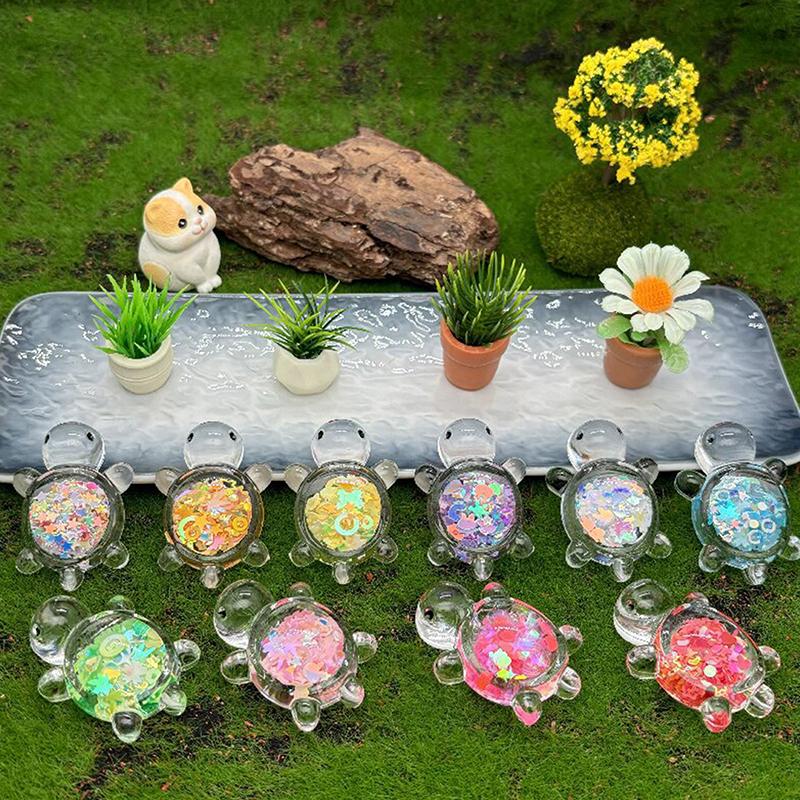 1ks Roztomilé průhledné svítící třpytky Velká želva Diy Trendy Play Doplňky Krémový gel Přívěsek taška na klíče