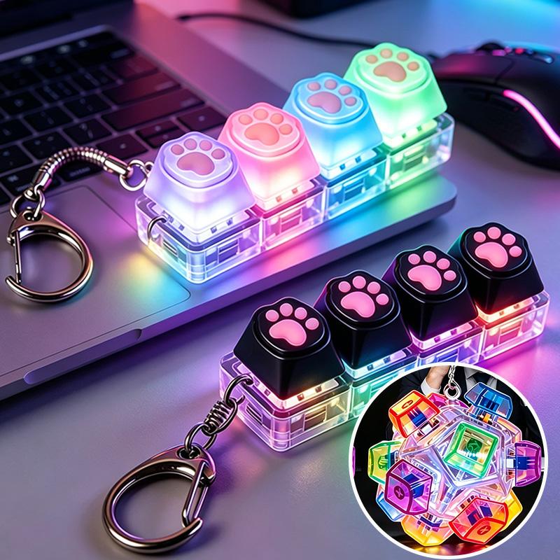 Hot Original Multi-Style Led Light-Up Keycap Keychain Clicker Fidget Toy Stress Relief Portable Desk Accessory For Kids Adults