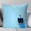 Interesting Black Cat Flower Pillow Case Fashion Square Pillowcase Bedroom Sofa Room Ins Decoration Leisure