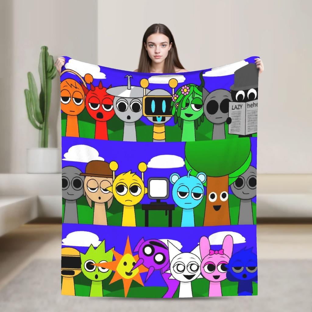 Horror Sprunki Beats Music Game Blanket Flannel Funny Warm Throw Blankets for Home Restaurant Autumn/Winter,