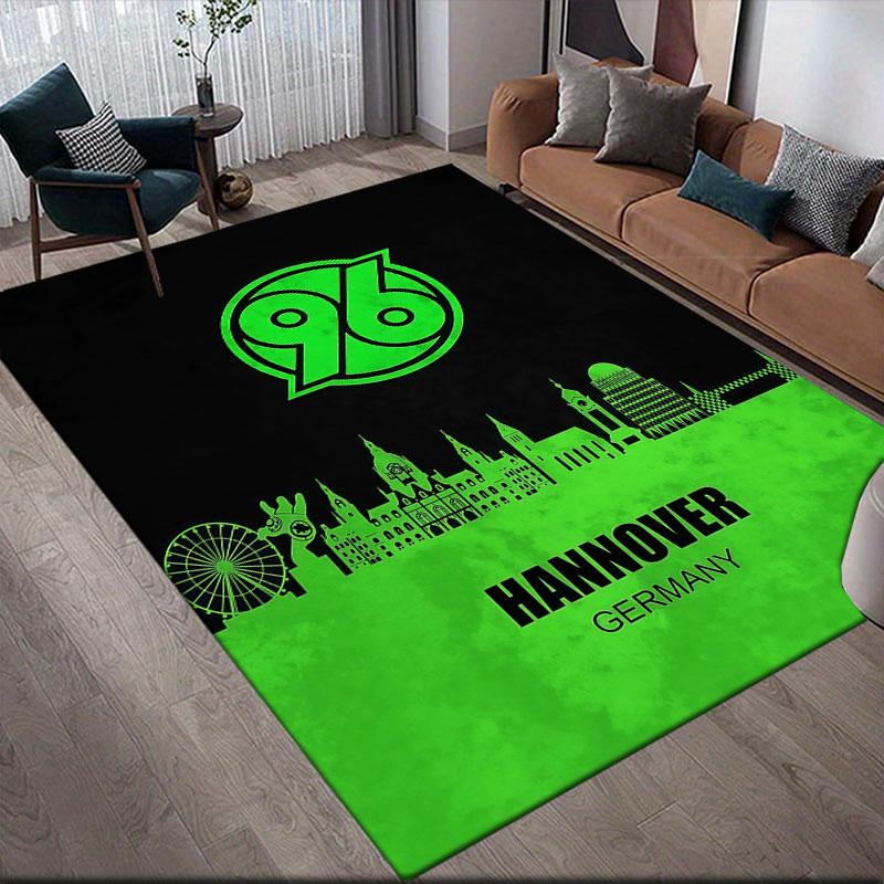 Hannover 96 Flannel Printed Carpet, Home Sofa Decoration for Living Room & Bedroom, Non‑Slip Play Flannel Floor Mat for Game Room