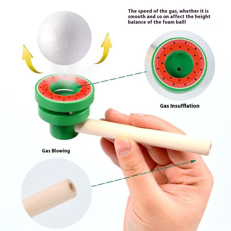 Wooden Cartoon Animal Suspension Ball Blower Children'S Early Education Puzzle Parent-Child Games Training Lung Capacity Toys