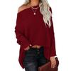 Spring Autumn Women T-shirt Casual Off Shoulder Long Sleeve Waffle Knit Pullover Sweater Pullovers Tops
