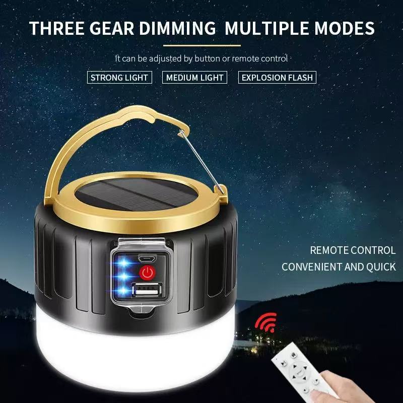High Power Solar LED Camping Light USB Rechargeable Bulb For Outdoor Tent Lamp Portable Lantern Emergency Lights For BBQ Hiking