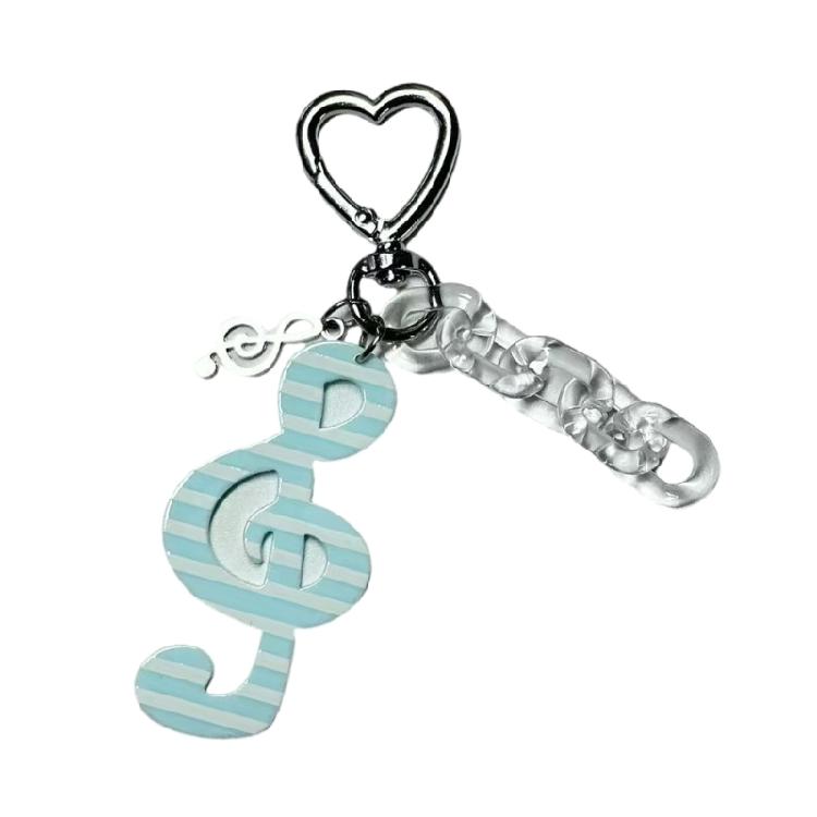 Charming Dotted Stripe Keychain Premium Acrylic Material Everyday Carry Essential Musical Symbol Key Holder