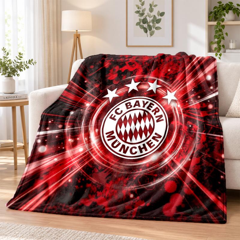 Bayern Munich Printed Flannel Blanket Warm Comfort Bed Throw For Indoor Home Decoration