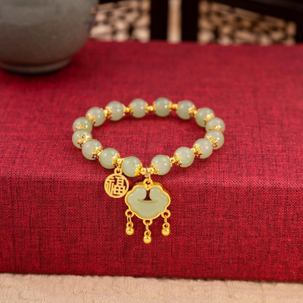 Ping An Lock Birthday Beaded Bracelet Female, Retro Fu Character Design Sense Activity Gift Bracelet