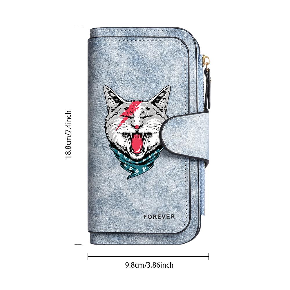 Cute Cat Pattern Long Wallet Fashion Casual Large Capacity Portable Card Holder Purse