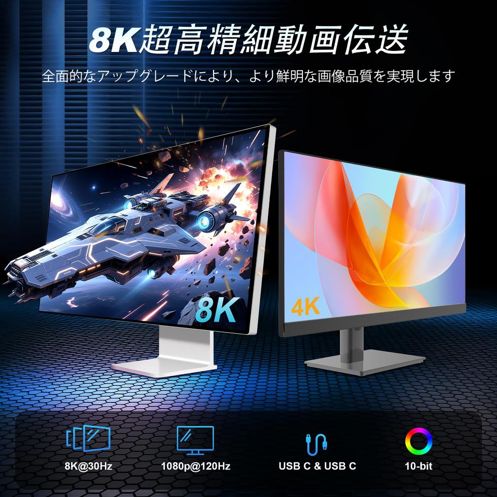 ZIKNYDO 5m zu Unterstützt Datenübertragungsgeschwindigkeiten bis zu 240W Video USB-Kabel MacBook iPad und Dell USB-C USB-C Kabel, 20Gbps, Laden, 8K@30Hz,