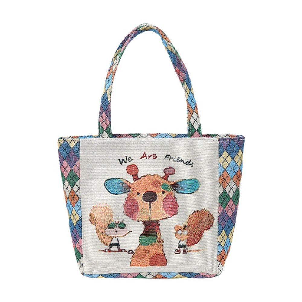 Женская сумка-тоут в этническом стиле с кошкой, холщовая сумка-тоут с собакой, милая сумка-тоут с вышивкой, для работы Style C