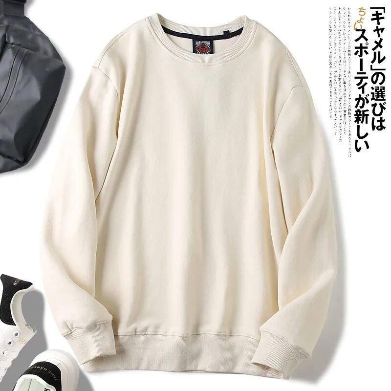 Trade Ins400G Heavyweight American-Style Solid Color Crewneck Sweatshirt for Men, Versatile for Spring and Autumn, Youth Base Layer Pullover Top