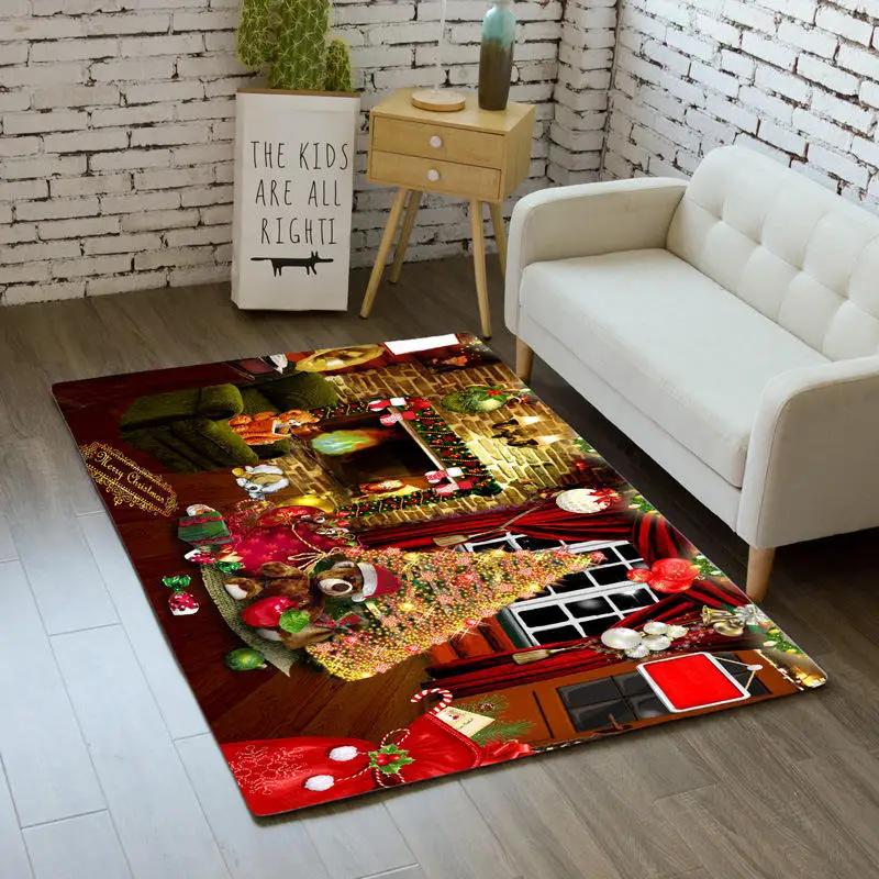 Rote 3D Frohe Weihnachten Dekoration Eingangsteppich Wohnzimmer Couchtisch Decke Weihnachtsmann Schneeflocke Matte Schlafzimmer Teppiche Fußmatten
