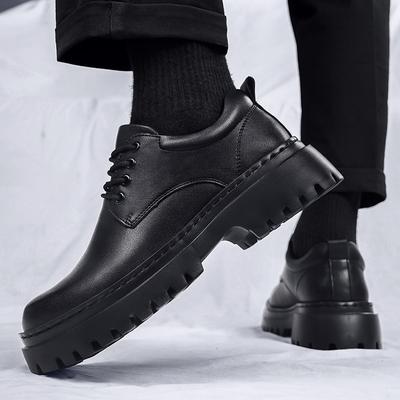 Schwarze Herrenlederschuhe mit dicker Sohle Retro minimalistisch vielseitiges Design Stil Büro Mode Party Klassische Luxusschuhe für Erwachsene