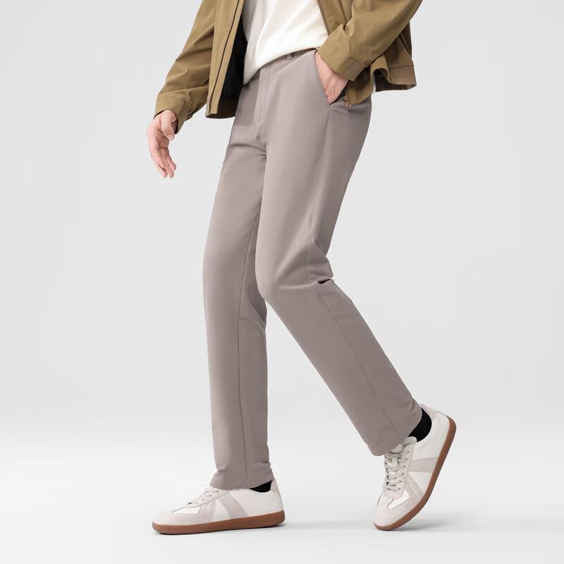 Men's Autumn/Winter Thin Fleece Straight-Fit Business Casual Pants