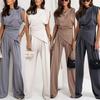 Women's Fashion Casual Solid Color Print Sleevelessk Pants Suits