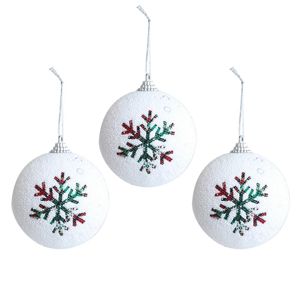 

3pcs Christmas Tree Ornament 8cm Painted Ball Foam Ball Plastic Ball Decoration Pendant