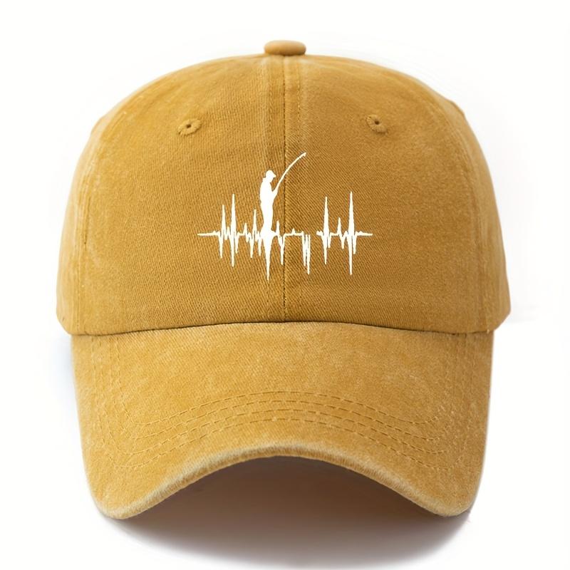 Printed fishing pattern curved eave outdoor sun protection lightweight duckbill cap casual baseball cap suitable for vacation