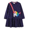 2025 Autumn Little Pony Unicorn Embroidered Girls' Long Sleeve Dress