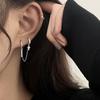 ANENJERY Double Pierced Hoop Earrings For Women Classic Zircon Cross Bar Earrings