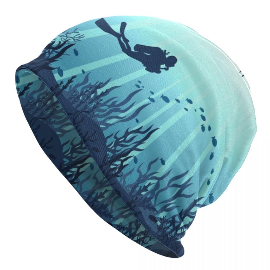 Custom Scuba Diving Skullies Beanies Caps Cool Winter Warm Unisex Women Knit Hat Adult Unisex Dive Diver Quote Bonnet Hats