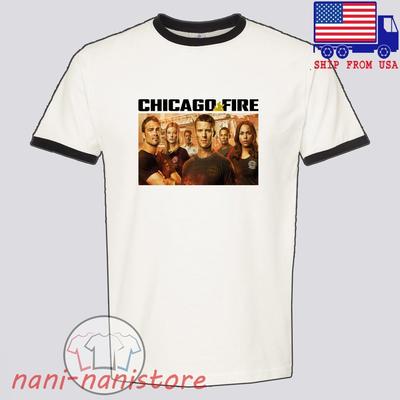 Chicago Fire TV Show Series Men#039;s Ringer Black Size S3XL Unisex T-Shirt