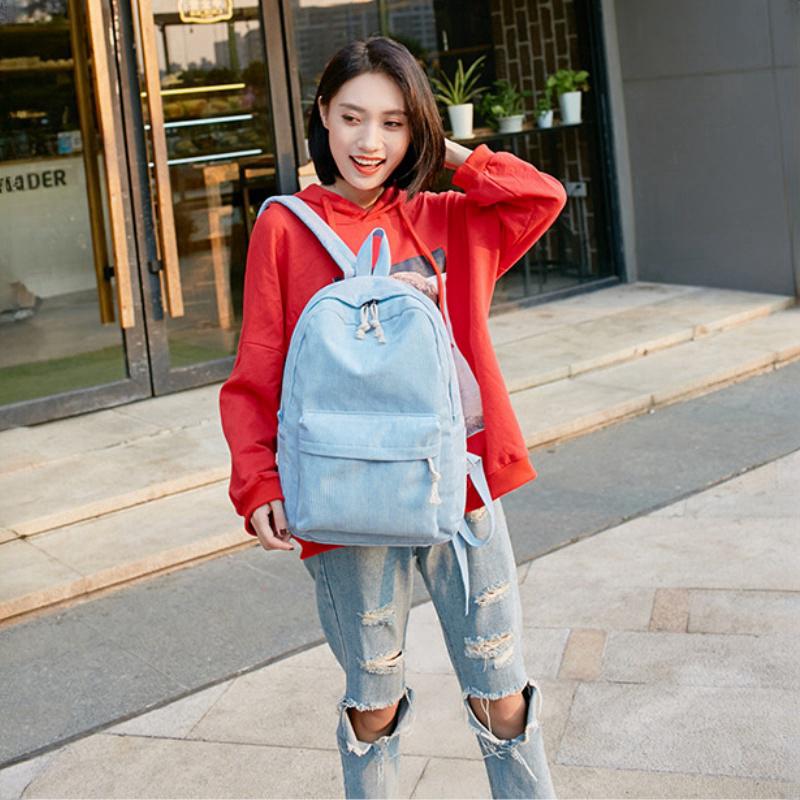Autumn Winter New Corduroy Women's Backpacks Breathable Wear-resistant Solid Color Teenager Girl Shoulders Bag Large Capacity Casual Female Knapsacks